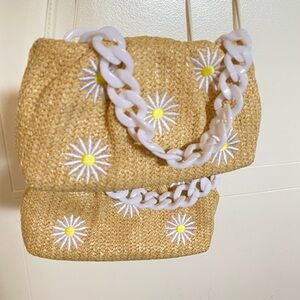 Art Class Woven Straw Bag with Cream Lining